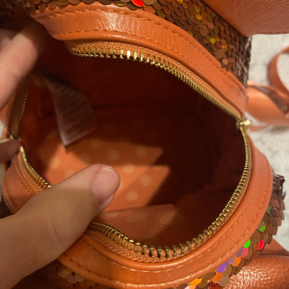 Orange Sequin Loungefly Backpack with Bow and Ear Detail - Picture 3 of 5